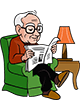 Großvater, 80 Jahre alt, liest die Zeitung