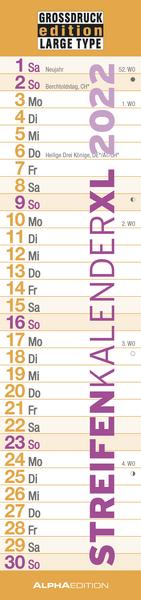 Kalender in Großdruck Großdruck Streifenkalender XL 2022 - Geschenk Senioren