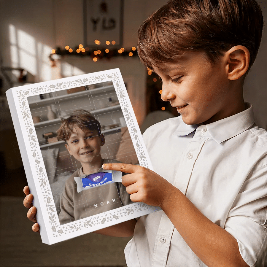Adventskalender mit Foto und Schokolade - Geschenk für Opa Oma